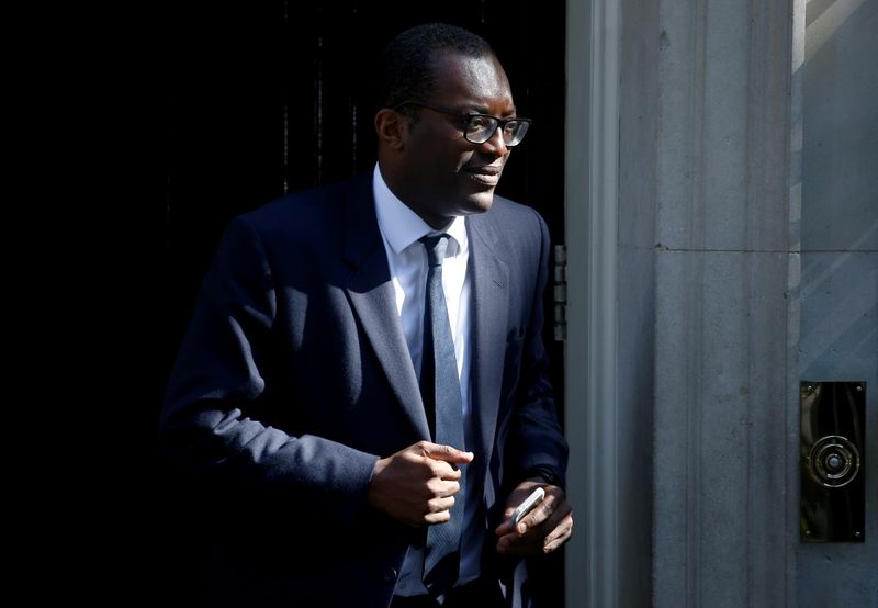© Reuters. FILE PHOTO: Newly appointed Britain's Minister of State at the Department for Business, Energy and Industrial Strategy, Kwasi Kwarteng, is seen outside Downing Street in London, Britain July 25, 2019. REUTERS/Henry Nicholls