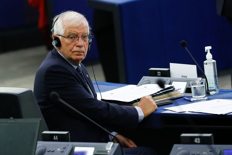 &copy; Reuters. High Representative of the European Union for Foreign Affairs and Security Policy Josep Borrel is seen after a speech on the direction of European Union-Russia political relations during a plenary session at the European Parliament in Strasbourg, France, 