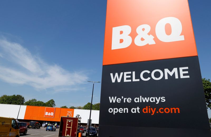 &copy; Reuters. FILE PHOTO: General view of a B&Q DIY store, as the spread of the coronavirus disease (COVID-19) continues, in Chiswick, London, Britain, April 23, 2020. REUTERS/John Sibley/File Photo