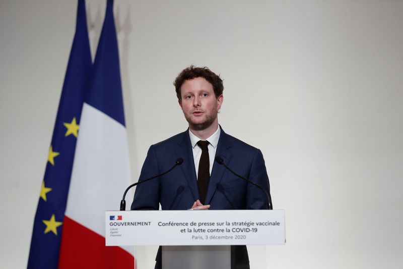 &copy; Reuters. FILE PHOTO: French Junior Minister for European Affairs Clement Beaune speaks during a press conference to outline France's strategy for the deployment of future COVID-19 vaccines, in Paris as the coronavirus disease outbreak continues in France, December