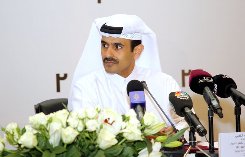 &copy; Reuters. FILE PHOTO: Qatar Petroleum CEO and Minister of State for Energy Saad al-Kaabi speaks during a news conference in Doha, Qatar June 24, 2019. REUTERS/Naseem Zeitoun/File Photo