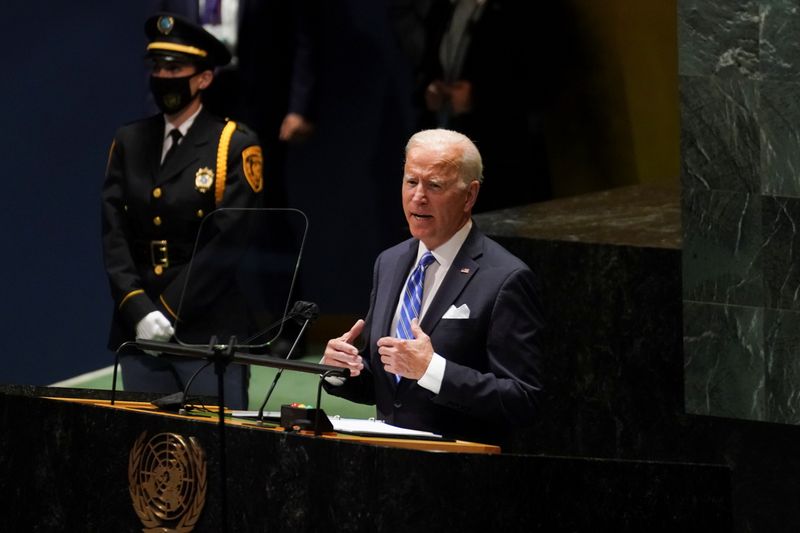 &copy; Reuters. U.S. President Joe Biden addresses the 76th Session of the U.N. General Assembly in New York City, U.S., September 21, 2021. REUTERS/Kevin Lamarque