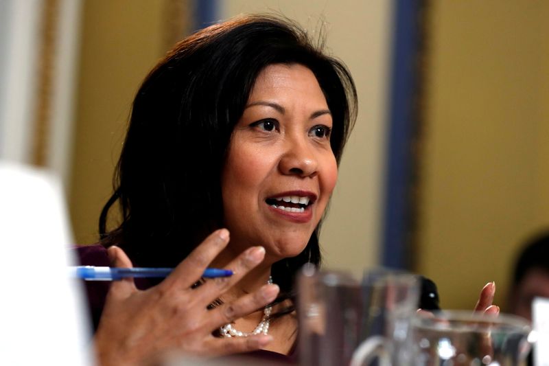 &copy; Reuters. FILE PHOTO: Rep. Norma Torres (D-CA) speaks during a House Rules Committee hearing on the impeachment against U.S. President Donald Trump, on Capitol Hill in Washington, U.S., December 17, 2019. Jacquelyn Martin/Pool via REUTERS