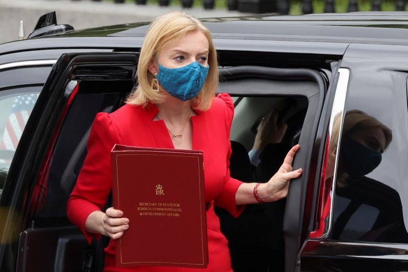 &copy; Reuters. British Foreign Secretary Elizabeth Truss arrives at the White House in Washington, U.S., September 21, 2021. REUTERS/Evelyn Hockstein
