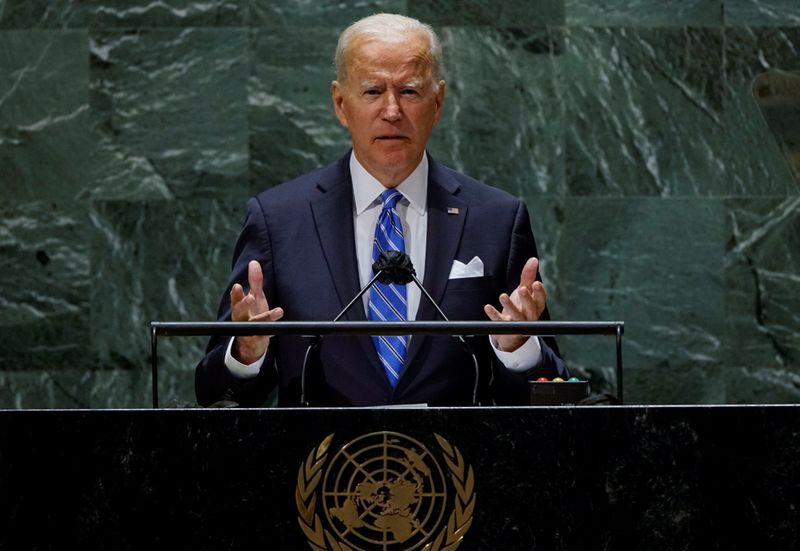 &copy; Reuters. FILE PHOTO: U.S. President Joe Biden speaks during the 76th Session of the U.N. General Assembly in New York City, U.S., September 21, 2021.  REUTERS/Eduardo Munoz/Pool