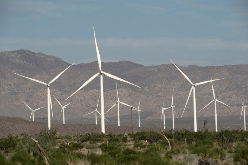 &copy; Reuters. FILE PHOTO: Power-generating Siemens 2.37 megawatt (MW) wind turbines are seen at the Ocotillo Wind Energy Facility  California, U.S., May 29, 2020.  REUTERS/Bing Guan//File Photo/File Photo