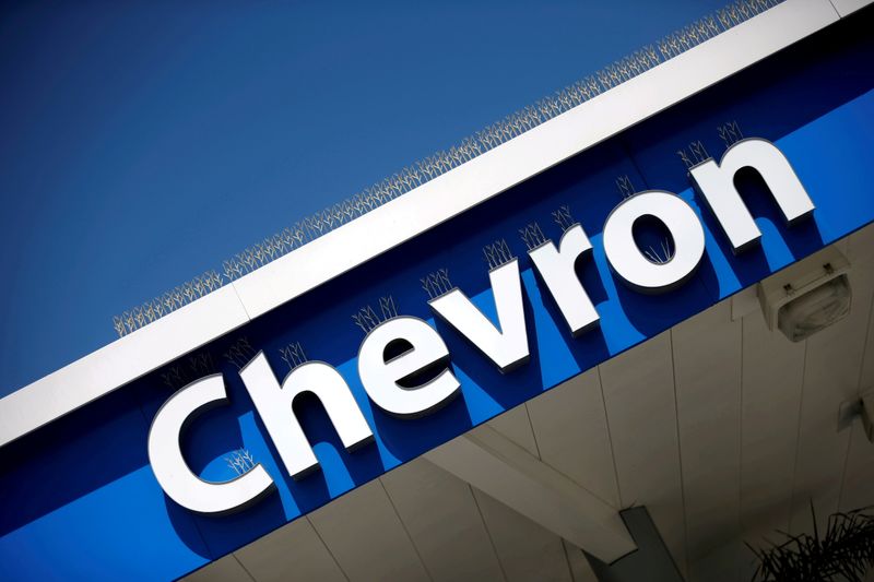 &copy; Reuters. FILE PHOTO: The logo of Chevron (CVX) is seen in Los Angeles, California, United States, April 12, 2016. REUTERS/Lucy Nicholson/File Photo