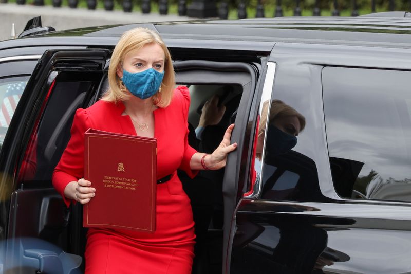 &copy; Reuters. British Foreign Secretary Elizabeth Truss arrives at the White House in Washington, U.S., September 21, 2021. REUTERS/Evelyn Hockstein