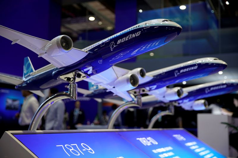 &copy; Reuters. A Boeing model is seen at the second China International Import Expo (CIIE) in Shanghai, China November 6, 2019. Picture taken November 6, 2019. REUTERS/Aly Song