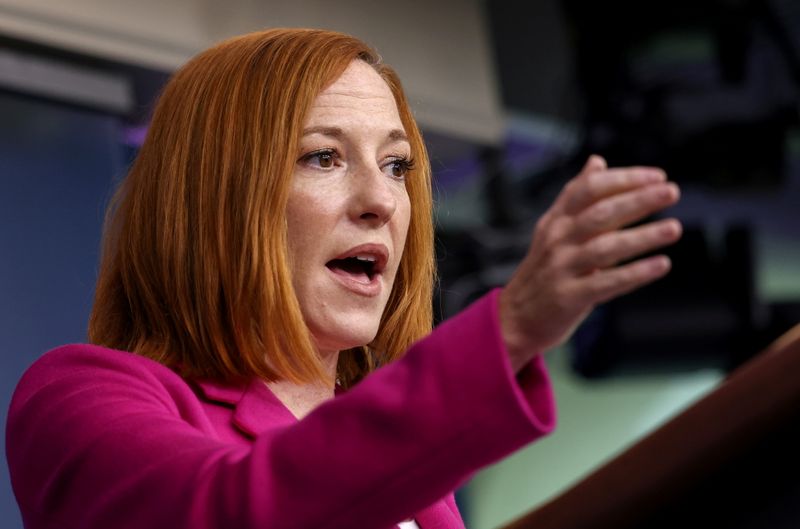 &copy; Reuters. White House Press Secretary Jen Psaki holds a media briefing at the White House in Washington, U.S., September 23, 2021. REUTERS/Evelyn Hockstein