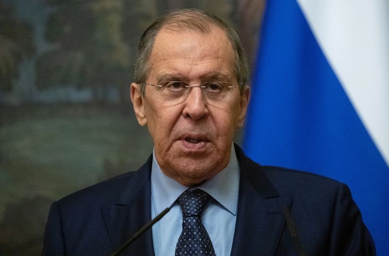&copy; Reuters. FILE PHOTO: Russia's Foreign Minister Sergei Lavrov attends a news conference following talks with San Marino's Foreign Minister Luca Beccari in Moscow, Russia, September 13, 2021. Sergei Ilnitsky/Pool via REUTERS/File Photo