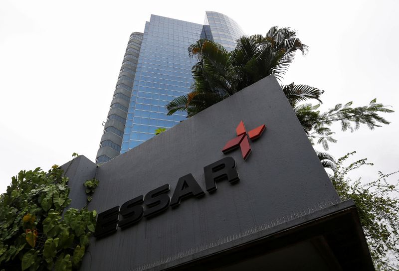 &copy; Reuters. FILE PHOTO: The logo of Essar group is seen at its headquarters in Mumbai, India August 21, 2017. REUTERS/Danish Siddiqui