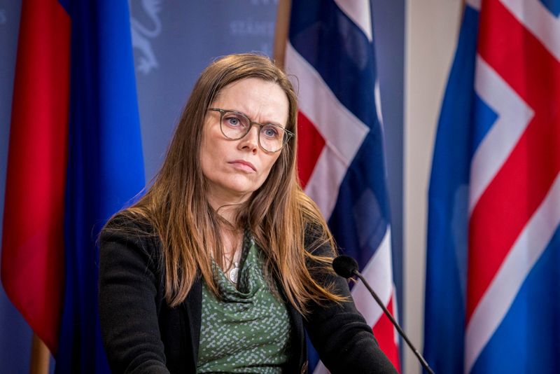 &copy; Reuters. FOTO DE ARCHIVO: La primera ministra de Islandia, Katrin Jakobsdottir, asiste a una conferencia de prensa en Oslo, Noruega, el 3 de febrero de 2020. NTB Scanpix/Ole Berg-Rusten via REUTERS/File Photo