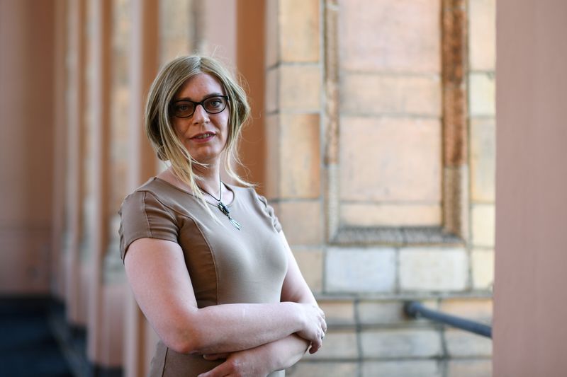 &copy; Reuters. Tessa Ganserer, member of the German Green Party and transgender candidate for the German Bundestag elections poses for a photo during a Reuters TV reportage in the Bavarian Parliament in Munich, Germany, July 6, 2021. REUTERS/Andreas Gebert