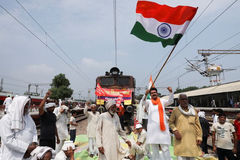 &copy; Reuters. Agricultores protestam em Sonipat
27/09/2021
REUTERS/Anushree Fadnavi