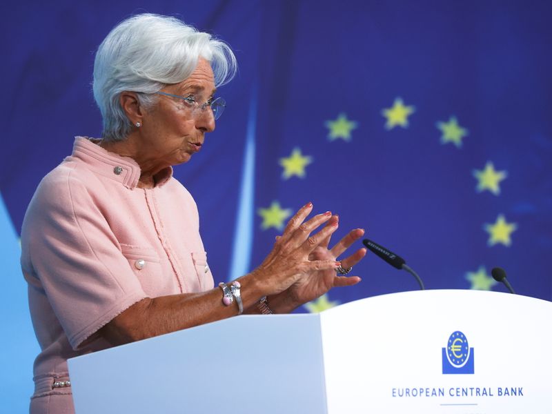 &copy; Reuters. President of the European Central Bank (ECB) Christine Lagarde speaks as she takes part in a news conference on the outcome of the Governing Council meeting, in Frankfurt, Germany, September 9, 2021. REUTERS/Kai Pfaffenbach
