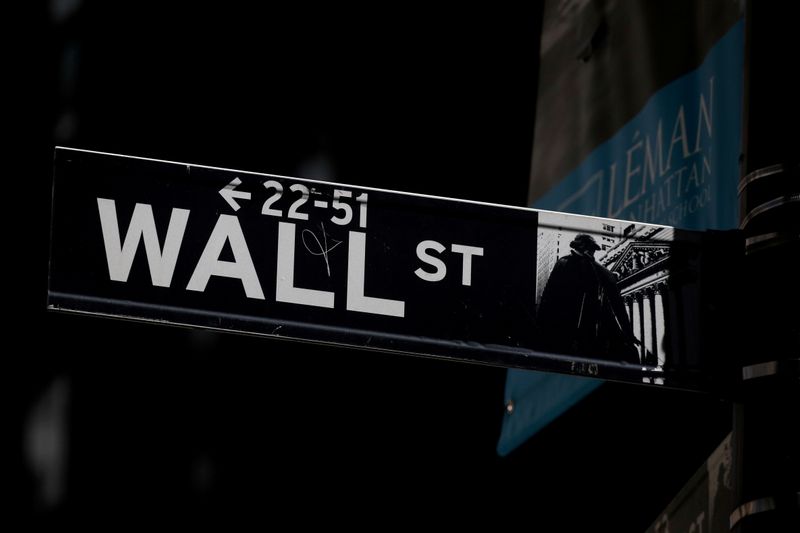 &copy; Reuters. FILE PHOTO: A Wall St. street sign is seen near the New York Stock Exchange (NYSE) in New York City, U.S., September 17, 2019. REUTERS/Brendan McDermid//File Photo