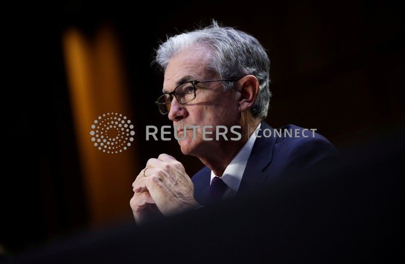 &copy; Reuters. O chair do Federal Reserve, Jerome Powell, durante audiência do Comitê de Assuntos Urbanos, Habitacionais e Bancários do Senado sobre a Lei CARES, no Hart Senate Office Building, em Washington, DC, EUA, 28 de setembro de 2021. Kevin Dietsch/Pool via RE