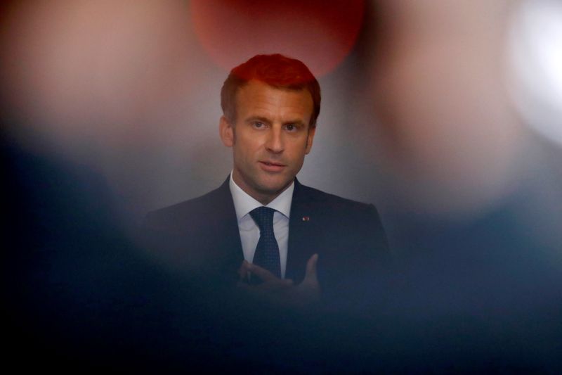 &copy; Reuters. French President Emmanuel Macron delivers the closing speech at the national convention on mental health and psychiatry at the Ministry of Solidarity and Health in Paris, France, September 28, 2021. REUTERS/Gonzalo Fuentes