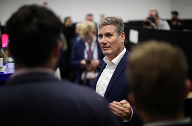 &copy; Reuters. Britain's Labour Party leader Keir Starmer speaks to members of the media during the party's annual conference, in Brighton, Britain, September 27, 2021. REUTERS/Hannah McKay