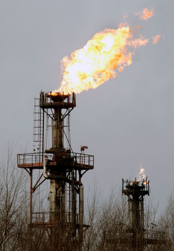 &copy; Reuters. A flame burning natural gas is seen near oil refinery at Belarussian town of Novopolotsk, some 230 km (143 miles) north of Minsk January 4, 2007. Belarus said on Thursday it will guarantee the unhindered trans-shipment of Russian crude across its territor