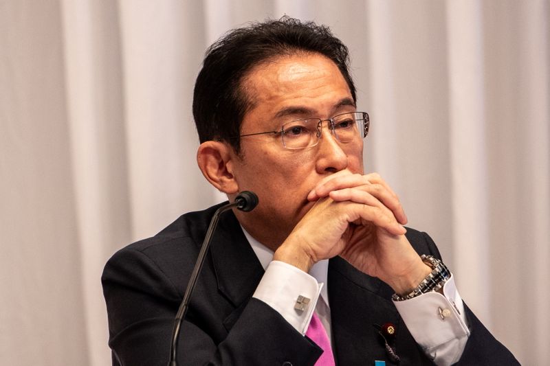 &copy; Reuters. Candidate for the presidential election of the ruling Liberal Democratic Party, Fumio Kishida, attends a debate organized by the Liberal Democratic Party, Youth Bureau, Women's Bureau at the party headquarters in Tokyo, Japan, September 20, 2021. Philip F