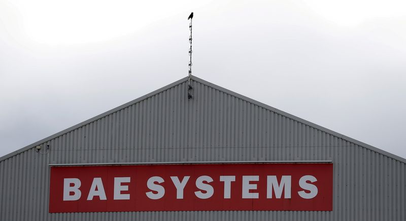 &copy; Reuters. FILE PHOTO: A sign adorns a hangar at the BAE Systems facility at Salmesbury, near Preston, northern England March 10, 2016.  REUTERS/Phil Noble