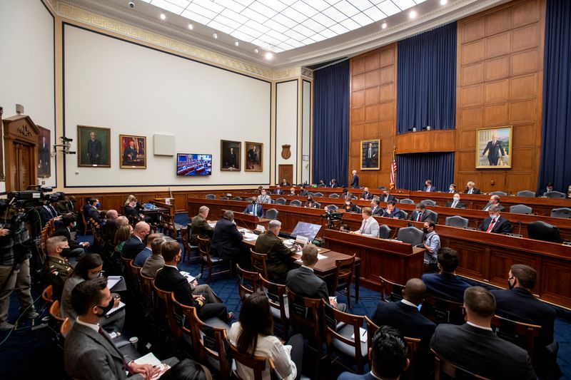&copy; Reuters. General view of a U.S. House Armed Services Committee hearing on "Ending the U.S. Military Mission in Afghanistan" in the Rayburn House Office Building in Washington, U.S., September 29, 2021. Rod Lamkey/Pool via REUTERS