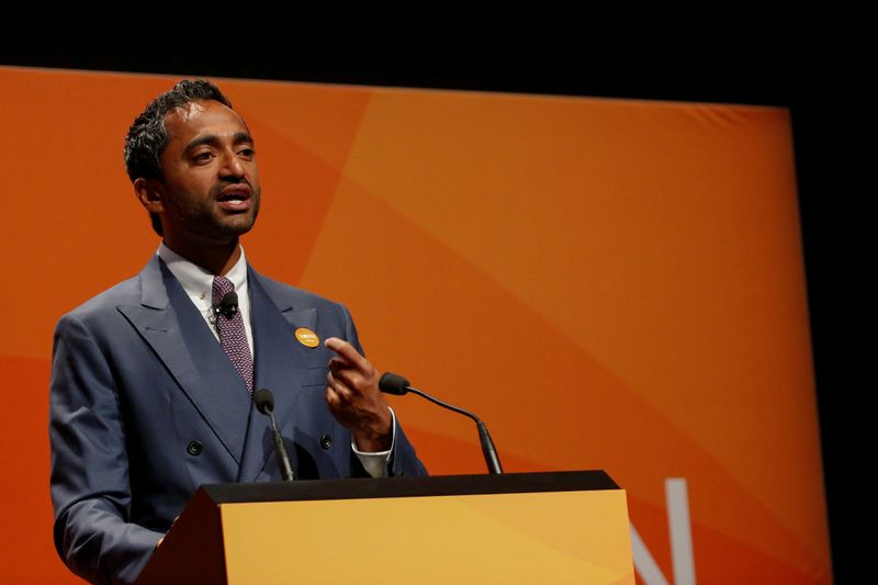 &copy; Reuters. Chamath Palihapitiya, Founder and CEO of Social Capital, presents during the 2018 Sohn Investment Conference in New York City, U.S., April 23, 2018. REUTERS/Brendan McDermid