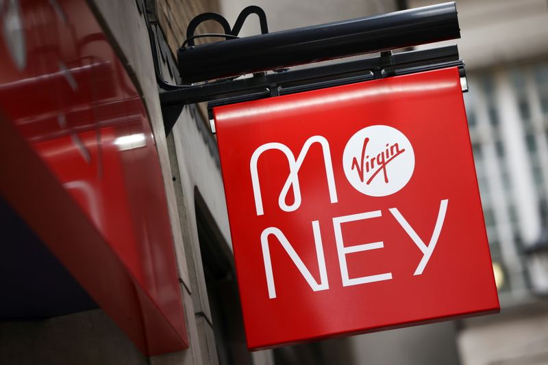 &copy; Reuters. Signage on display outside of a Virgin Money store in central London, Britain, July 27, 2021. REUTERS/Henry Nicholls
