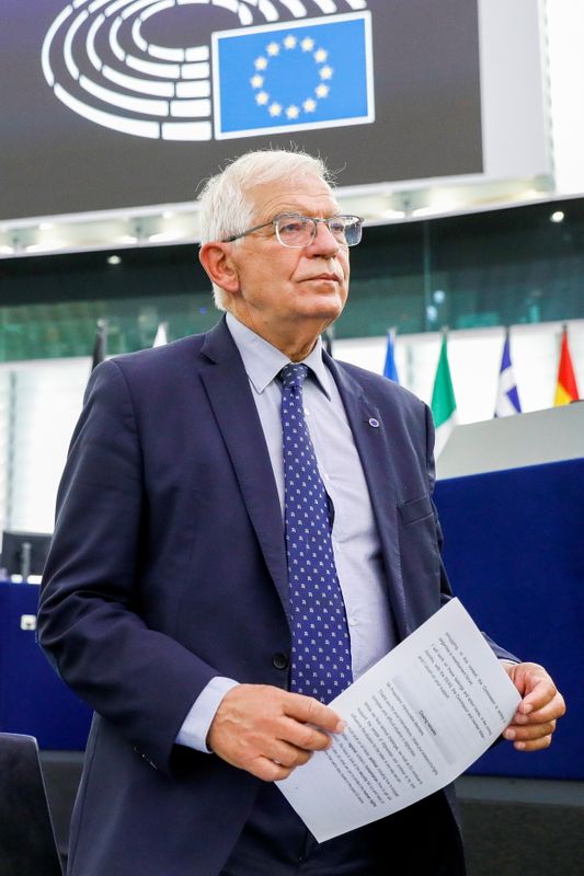 © Reuters. مسؤول السياسة الخارجية بالاتحاد الأوروبي جوزيب بوريل في البرلمان الاوروبي في ستراسبورج يوم 14 سبتمبر ايلول 2021. صورة من ممثل لوكالات الأنباء.