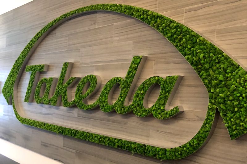 &copy; Reuters. FILE PHOTO: A Takeda logo is seen in its research hub in Cambridge, Massachusetts, U.S., November 26, 2018. REUTERS/Julie Steenhuysen
