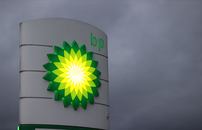 &copy; Reuters. An illuminated BP logo is seen at a petrol station in Gateshead, Britain September 23, 2021. REUTERS/Lee Smith