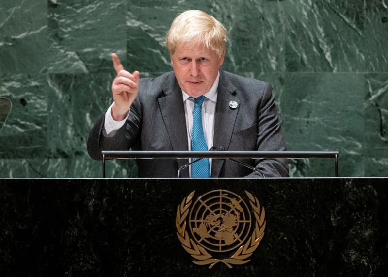 &copy; Reuters. FILE PHOTO: British Prime Minister Boris Johnson addresses the 76th Session of the U.N. General Assembly in New York City, U.S., September 22, 2021.  REUTERS/Eduardo Munoz/Pool/File Photo