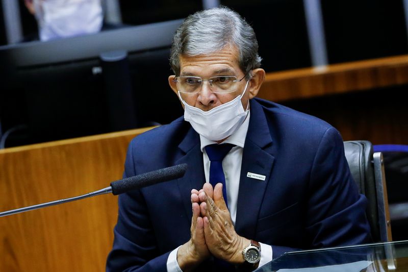 &copy; Reuters. FILE PHOTO: Joaquim Silva e Luna, CEO of Brazil's state-run oil company Petrobras speaks during a session at the plenary of the Chamber of Deputies in Brasilia, Brazil September 14, 2021. REUTERS/Adriano Machado