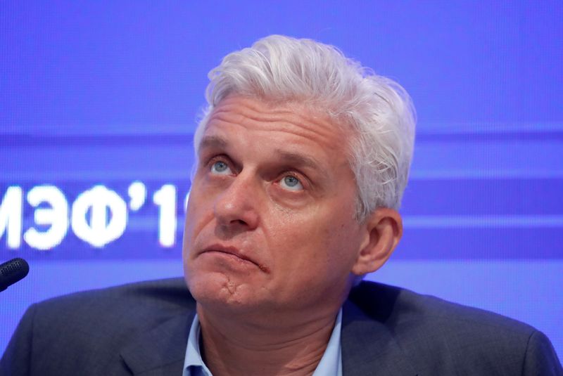 &copy; Reuters. Oleg Tinkov, Chairman of the Board of Directors of Tinkoff Bank, attends a session of the St. Petersburg International Economic Forum (SPIEF), Russia June 7, 2019. REUTERS/Maxim Shemetov