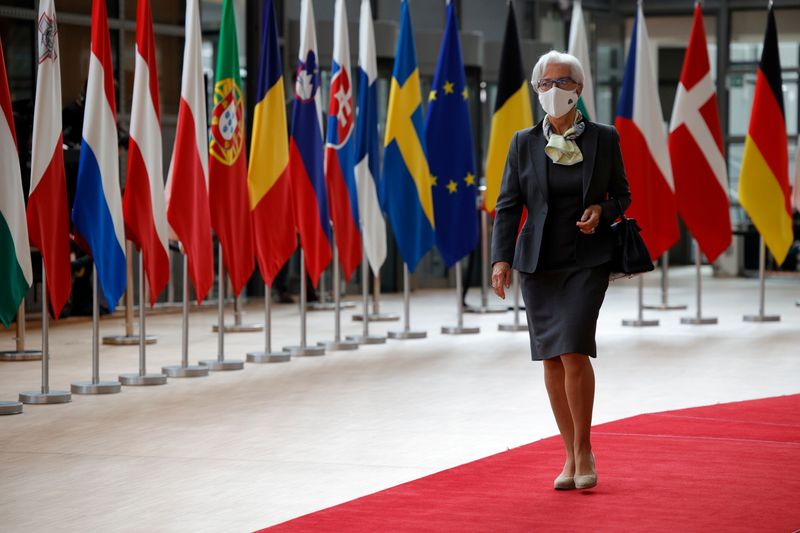 &copy; Reuters. European Central Bank President Christine Lagarde arrives for the second day of a EU summit at the European Council building in Brussels, Belgium June 25, 2021. Olivier Matthys/Pool via REUTERS