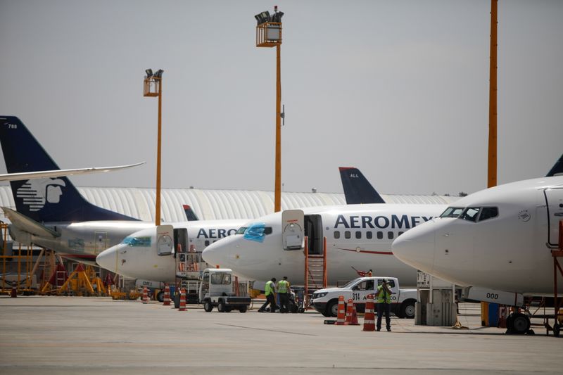 &copy; Reuters. FILE PHOTO: Aeromexico airplanes are pictured at the Benito Juarez International airport, in Mexico City, Mexico, July 14, 2021.  REUTERS/Luis Cortes