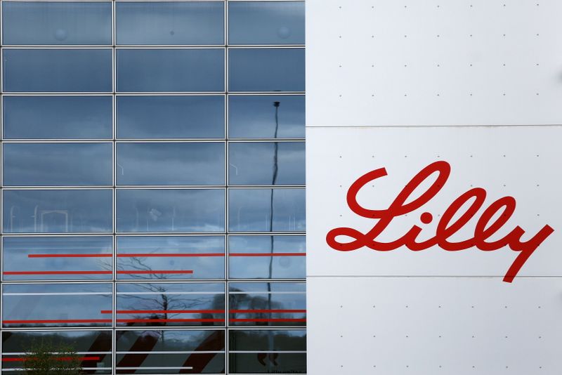 &copy; Reuters. FILE PHOTO: The logo of Lilly is seen on a wall of the Lilly France company unit, part of the Eli Lilly and Co drugmaker group, in Fegersheim near Strasbourg, France, February 1, 2018. Picture taken February 1, 2018. REUTERS/Vincent Kessler/File Photo