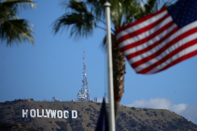 &copy; Reuters. FILE PHOTO: The iconic Hollywood sign is pictured from near the arrivals area for the 90th Academy Awards in Hollywood, Los Angeles, California U.S. March 1, 2018.     REUTERS/Mike Blake