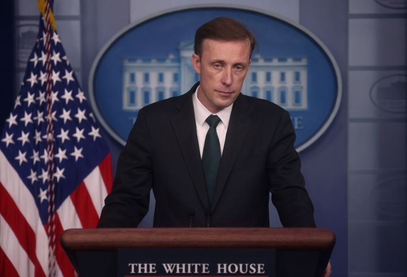&copy; Reuters. FILE PHOTO: U.S. national security adviser Jake Sullivan holds a news briefing about the situation in Afghanistan at the White House in Washington, U.S., August 17, 2021. REUTERS/Leah Millis
