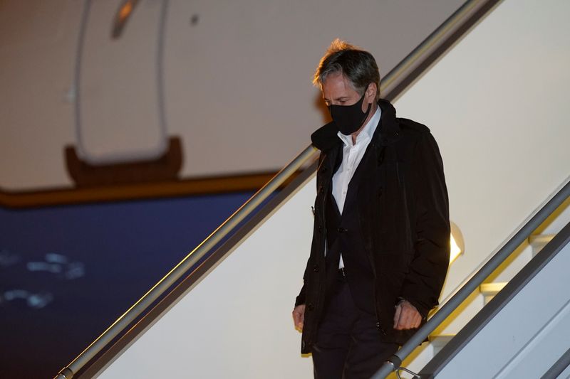 &copy; Reuters. وزير الخارجية الأمريكي أنتوني بلينكن يصل إلى باريس في الرابع من أكتوبر تشرين الأول 2021. صورة لرويترز من ممثل لوكالات الأنباء.