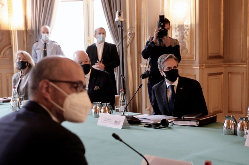 © Reuters. وزير الخارجية الأمريكي أنتوني بلينكن في باريس يوم الثلاثاء. صورة لرويترز من مممثل لوكالات الأنباء.