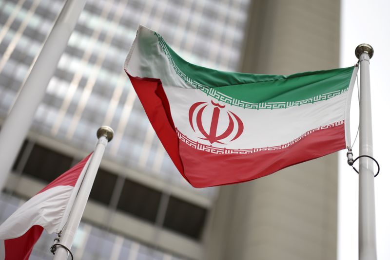 &copy; Reuters. FILE PHOTO: Iranian flag flies in front of the UN office building, housing IAEA headquarters, amid the coronavirus disease (COVID-19) pandemic, in Vienna, Austria, May 24, 2021. REUTERS/Lisi Niesner