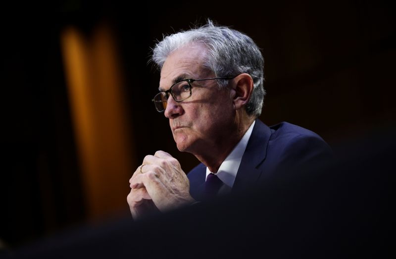 &copy; Reuters. O chair do Federal Reserve, Jerome Powell, testemunhou durante audiência do Comitê de Assuntos Urbanos, Habitacionais e Bancários do Senado sobre a Lei CARES, no Hart Senate Office Building em Washington, DC, EUA, em 28 de setembro de 2021. Kevin Diets