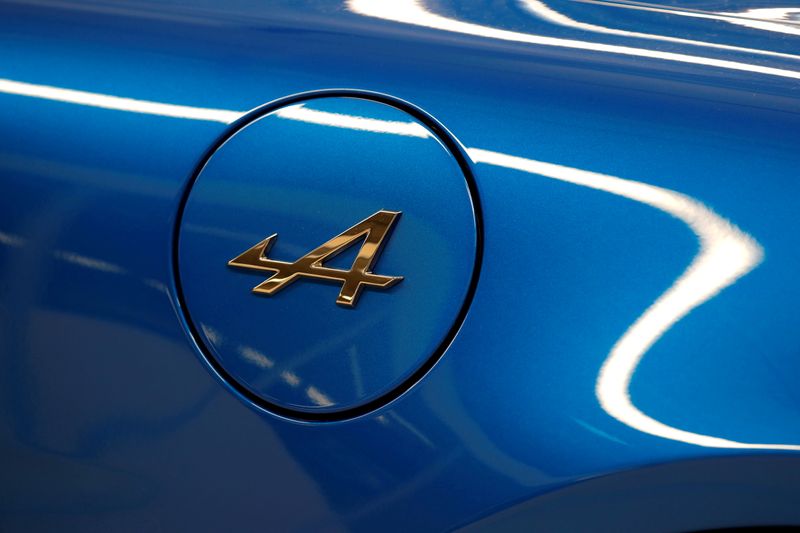 &copy; Reuters. FILE PHOTO: The Alpine logo is seen on the new Alpine A110 sports car during the inauguration of the new production line in Dieppe, France, December 14, 2017. REUTERS/Charles Platiau/File Photo