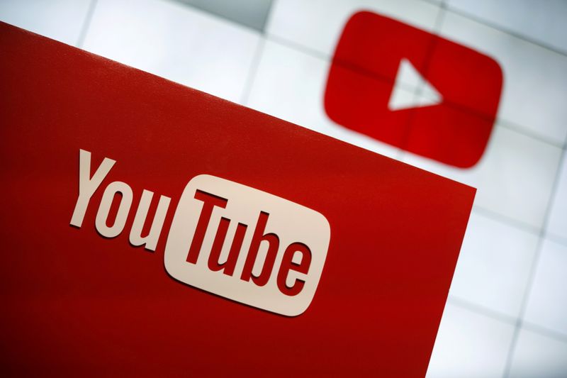 &copy; Reuters. FILE PHOTO: A YouTube logo seen at the YouTube Space LA in Playa Del Rey, Los Angeles, California, United States October 21, 2015.   REUTERS/Lucy Nicholson