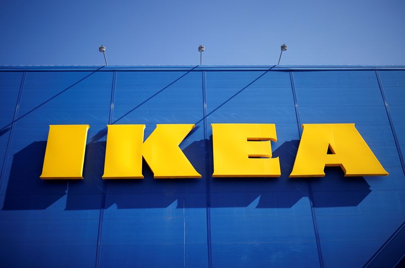 &copy; Reuters. FILE PHOTO: The company's logo is seen outside of an IKEA Group store in Saint-Herblain near Nantes, France, March 22, 2021. REUTERS/Stephane Mahe 