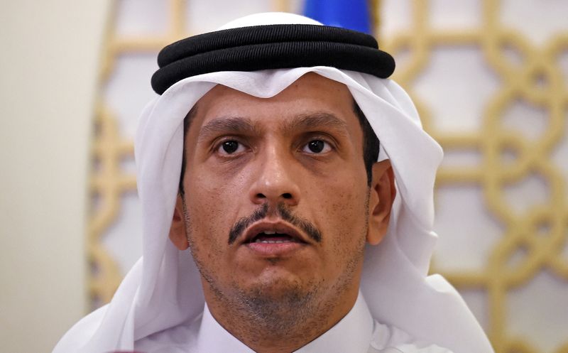 &copy; Reuters. وزير الخارجية القطري الشيخ محمد بن عبد الرحمن آل ثاني يتحدث في مؤتمر صحفي في الدوحة في السابع من سبتمبر أيلول 2021. صورة لرويترز من ممثل لوكالا