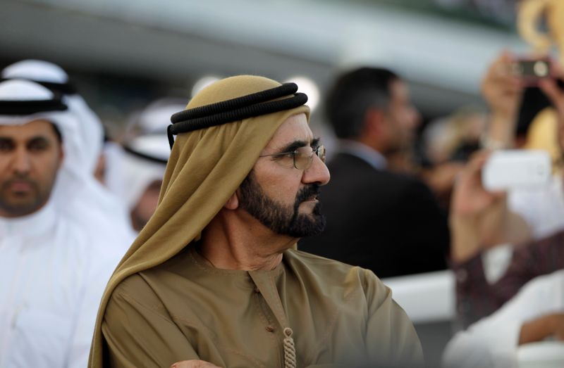 &copy; Reuters. FILE PHOTO: United Arab Emirates' Prime Minister and Ruler of Dubai Sheikh Mohammed bin Rashid al-Maktoum attends the Dubai World Cup at the Meydan Racecourse in Dubai March 30, 2013. REUTERS/Caren Firouz 